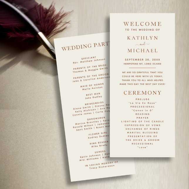 Elegant Dusty Beige Modern Typography Wedding Program (Creator Uploaded)