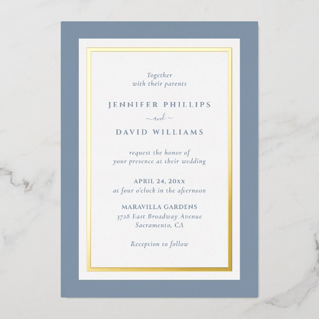 Elegant Dusty Blue and Gold (Front)