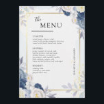 Elegant Dusty Blue and Gold Floral Wedding Table  Menu<br><div class="desc">This beautiful wedding invitation suite features an elegant blend of soft blue and white florals, framed by delicate gold accents. This design captures a sense of romance and sophistication, perfect for couples seeking a classic, timeless look for their wedding stationery. The set includes a customisable wedding invitation and various matching...</div>
