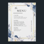 Elegant Dusty Blue and Gold Floral Wedding Table  Menu<br><div class="desc">This beautiful wedding invitation suite features an elegant blend of soft blue and white florals, framed by delicate gold accents. This design captures a sense of romance and sophistication, perfect for couples seeking a classic, timeless look for their wedding stationery. The set includes a customisable wedding invitation and various matching...</div>