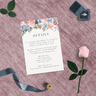 Elegant Dusty Blue and Rose Floral Swag Enclosure Card