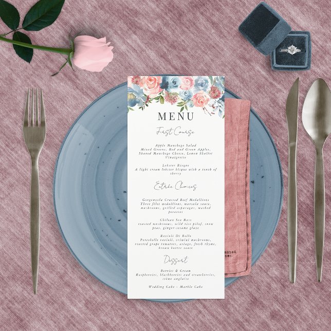Elegant Dusty Blue and Rose Floral Swag Menu (Creator Uploaded)