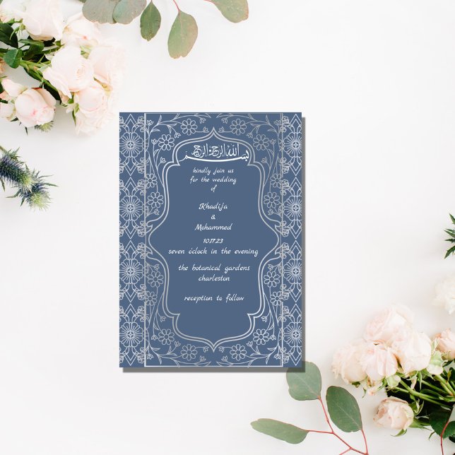 ELEGANT dusty blue and white  ISLAMIC WEDDING  Invitation (Creator Uploaded)