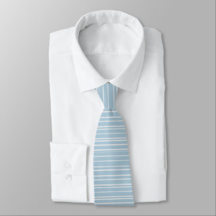 Elegant dusty blue and white striped  tie