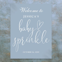 Elegant Dusty Blue Baby Sprinkle Welcome Sign