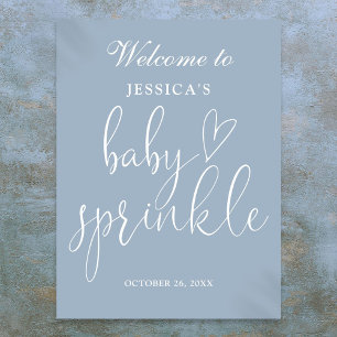 Elegant Dusty Blue Baby Sprinkle Welcome Sign