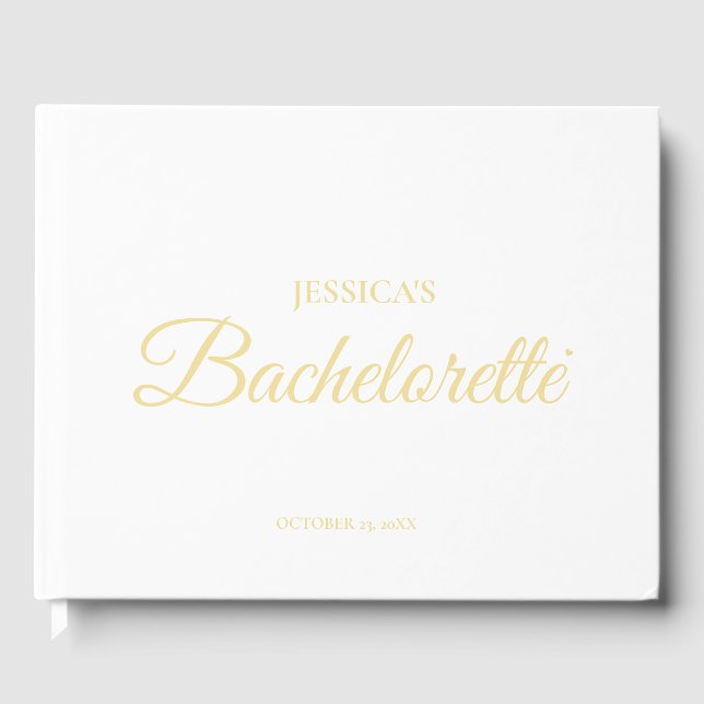 Elegant Dusty Blue Bachelorette Party Guest Book (Front)