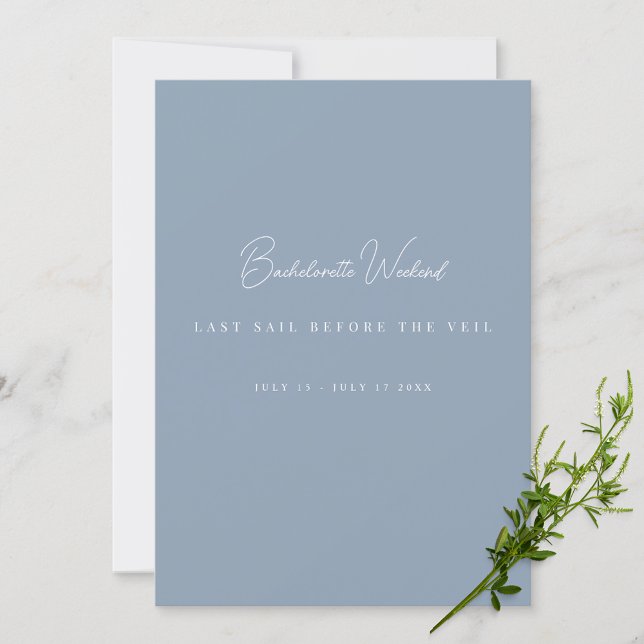 Elegant Dusty Blue Bachelorette Weekend Card (Creator Uploaded)