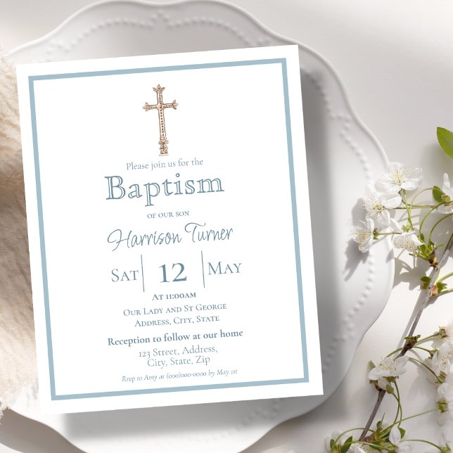 Elegant Dusty Blue | Baptism Invitation (Creator Uploaded)