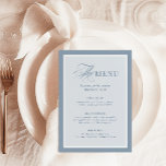 Elegant Dusty Blue Border | Classic Luxe  Menu<br><div class="desc">These elegant,  luxe wedding menu cards feature a dusty blue border and a lighter blue and white design. There is a mix of classic text and modern calligraphy for a classy and minimalist design perfect for your timeless,  formal wedding.</div>