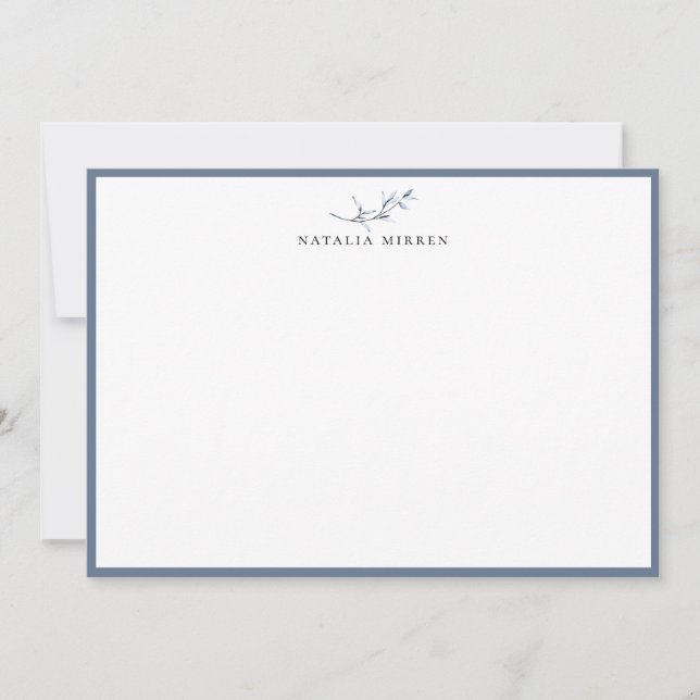 Elegant Dusty Blue Botanical Branch Card (Front)