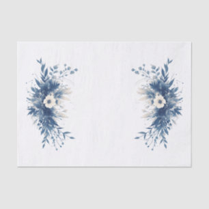 Elegant Dusty Blue Botanical Floral Wedding Tissue Paper