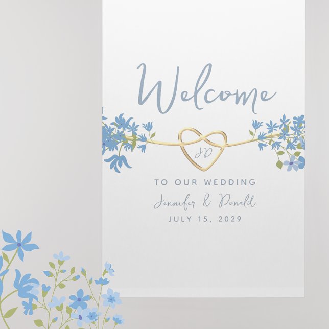 Elegant Dusty Blue Botanical Wedding Welcome Poster (Creator Uploaded)