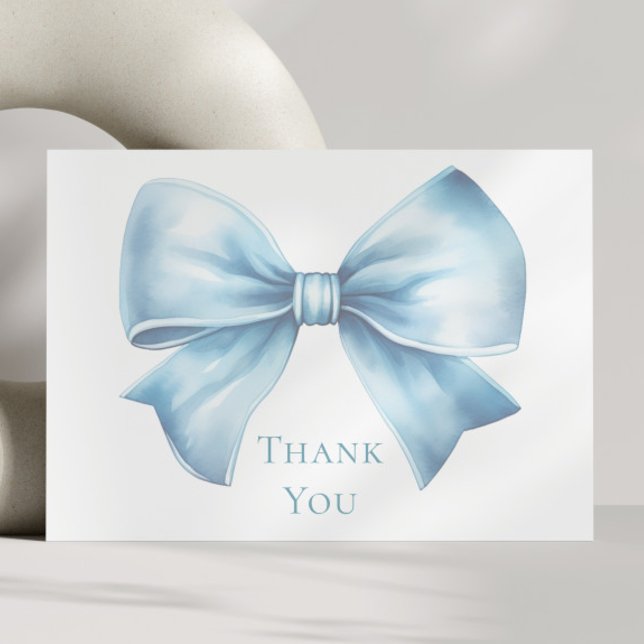Elegant Dusty Blue Bow Boy Birthday Thank You Card (Creator Uploaded)