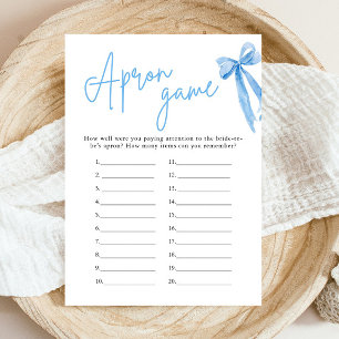 Elegant Dusty Blue Bow Bridal Shower Apron Game Invitation