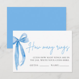 Elegant Dusty Blue Bow Guess How Many Rings Game Invitation
