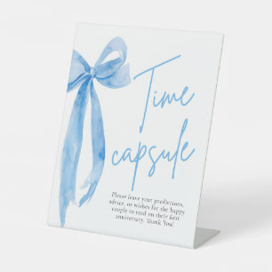 Elegant Dusty Blue Bow Time Capsule Game Sign