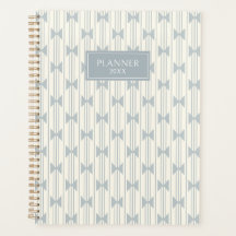 Elegant Dusty Blue Bowtie Ticking Stripe