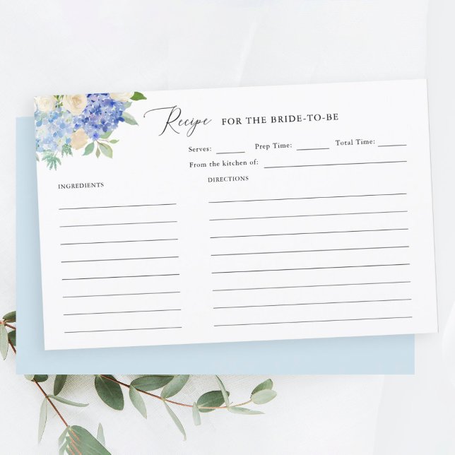 Elegant Dusty Blue Bridal Shower Recipe Cards (Creator Uploaded)