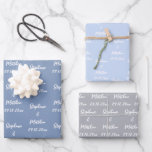 Elegant Dusty Blue Bride Groom Names Weddings Wrapping Paper Sheet<br><div class="desc">Simple,  dusty blue,  elegant,  Wedding wrapping paper. Modern Mr and Mrs,  bride and groom wrapping paper. You can personalise it with your names and date.</div>