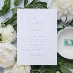 Elegant Dusty Blue Calligraphy Wedding Detail Card