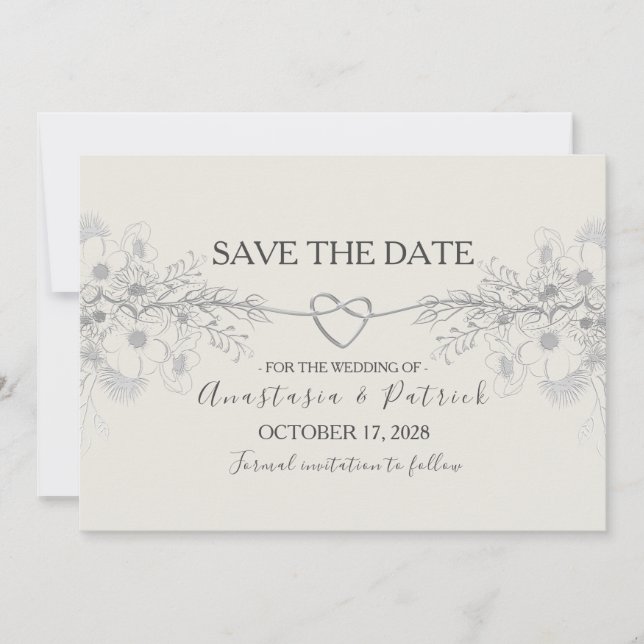Elegant Dusty Blue Calligraphy Wedding Save The Date (Front)