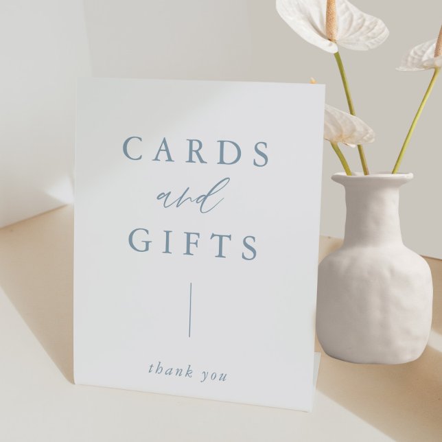 Elegant Dusty Blue Cards and Gifts  Pedestal Sign (Creator Uploaded)