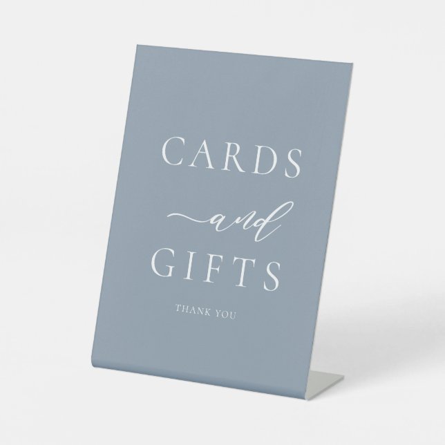 Elegant Dusty Blue Cards and Gifts  Pedestal Sign (Front)