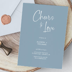 Elegant Dusty Blue Cheers to Love Script Wedding Invitation