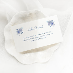 Elegant Dusty Blue Chinoiserie Wedding Details Enclosure Card