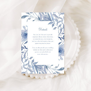 Elegant Dusty Blue Chinoiserie   Wedding Details Enclosure Card