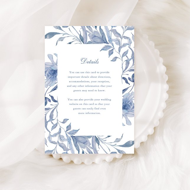 Elegant Dusty Blue Chinoiserie | Wedding Details Enclosure Card (Creator Uploaded)