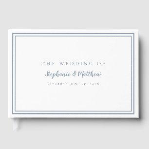 Elegant Dusty Blue Classic Simple Modern Wedding Guest Book