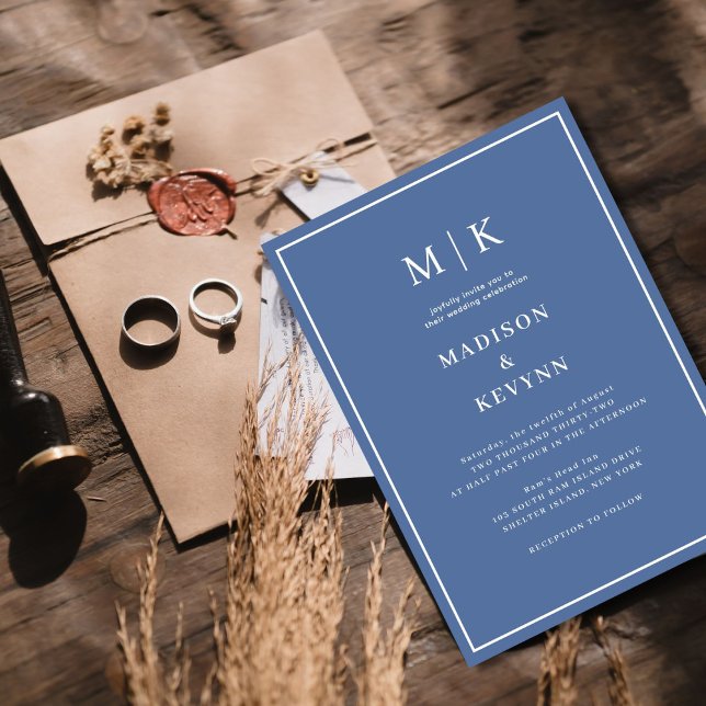 Elegant Dusty Blue Classic  Wedding  Invitation (Creator Uploaded)