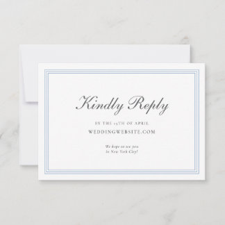 Elegant Dusty Blue Classic Wedding RSVP Card