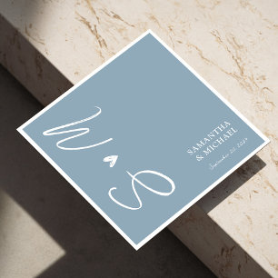 Elegant Dusty Blue Custom Initials Wedding Napkin