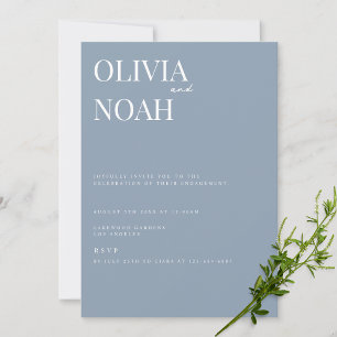 Elegant Dusty Blue Engagement Party Invitation
