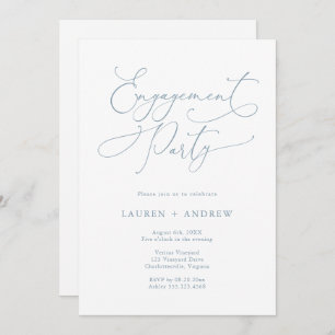 Elegant Dusty Blue Engagement Party Invitation