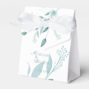 Elegant Dusty Blue Eucalyptus Teal Floral Wedding Favour Box