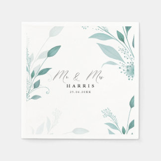 Elegant Dusty Blue Eucalyptus Teal Floral Wedding  Napkin