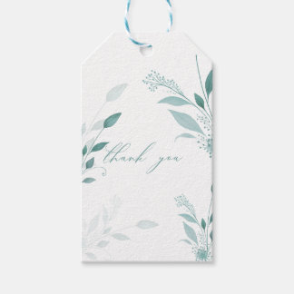 Elegant Dusty Blue Eucalyptus Teal Thank You  Gift Tags
