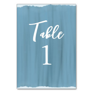 Elegant Dusty Blue Faux Glass Painted Wedding  Table Number