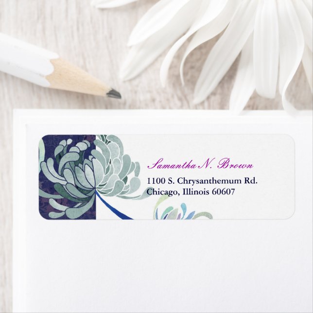 Elegant Dusty Blue Floral Address Return Address Label (Insitu)