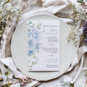 Elegant Dusty Blue Floral Birthday Party   Invitation