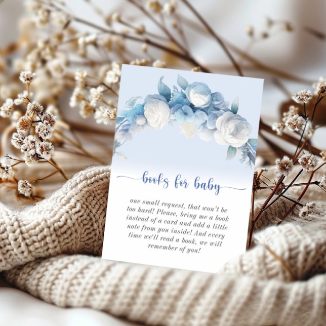 Elegant Dusty Blue Floral Books for Baby Enclosure Card (Elegant Dusty Blue Floral Books for Baby Enclosure Card)