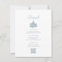 Elegant Dusty Blue Floral Border Wedding Details