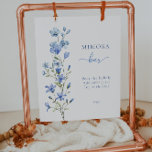 Elegant Dusty Blue Floral Bridal Mimosa Bar Sign<br><div class="desc">Dusty Blue Floral Bridal Mimosa Bar Sign</div>