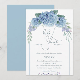 Elegant Dusty Blue Floral Bridal Shower Invitation