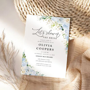 Elegant Dusty Blue Floral Bridal Shower Invitation