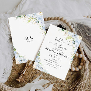 Elegant Dusty Blue Floral Bridal Shower Invitation